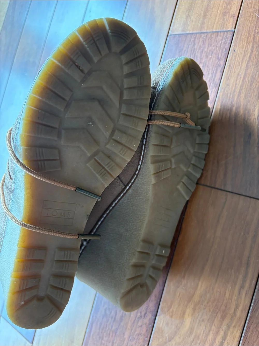 Toms Suede Wedge Booties in Tan